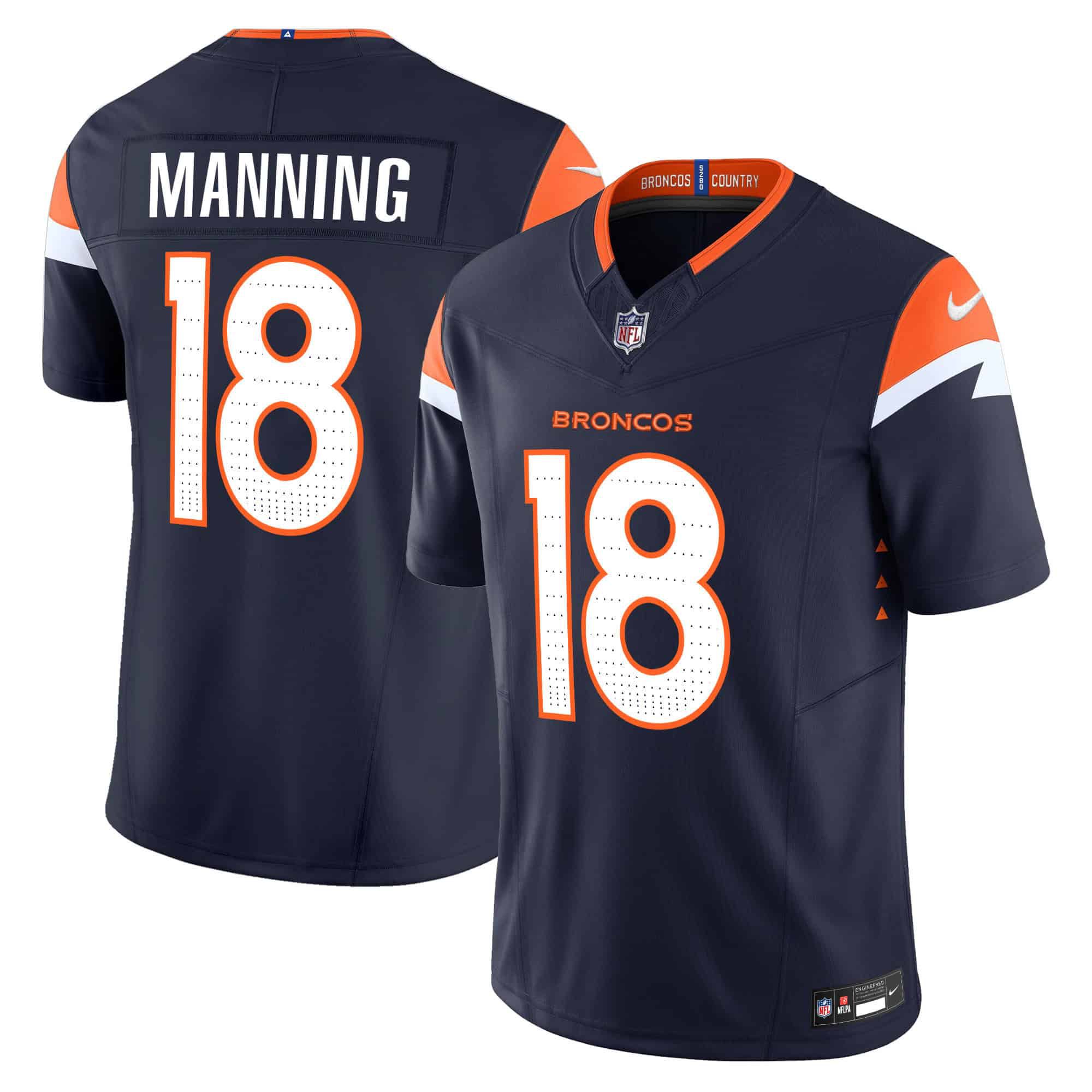Men Denver Broncos #18 Manning Blue 2024 Nike Vapor Limited NFL Jersey